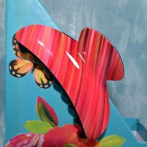 Norah Artistic Airbrush Stripes Extra Large Hair Claw Clip Sweet Pink Coral